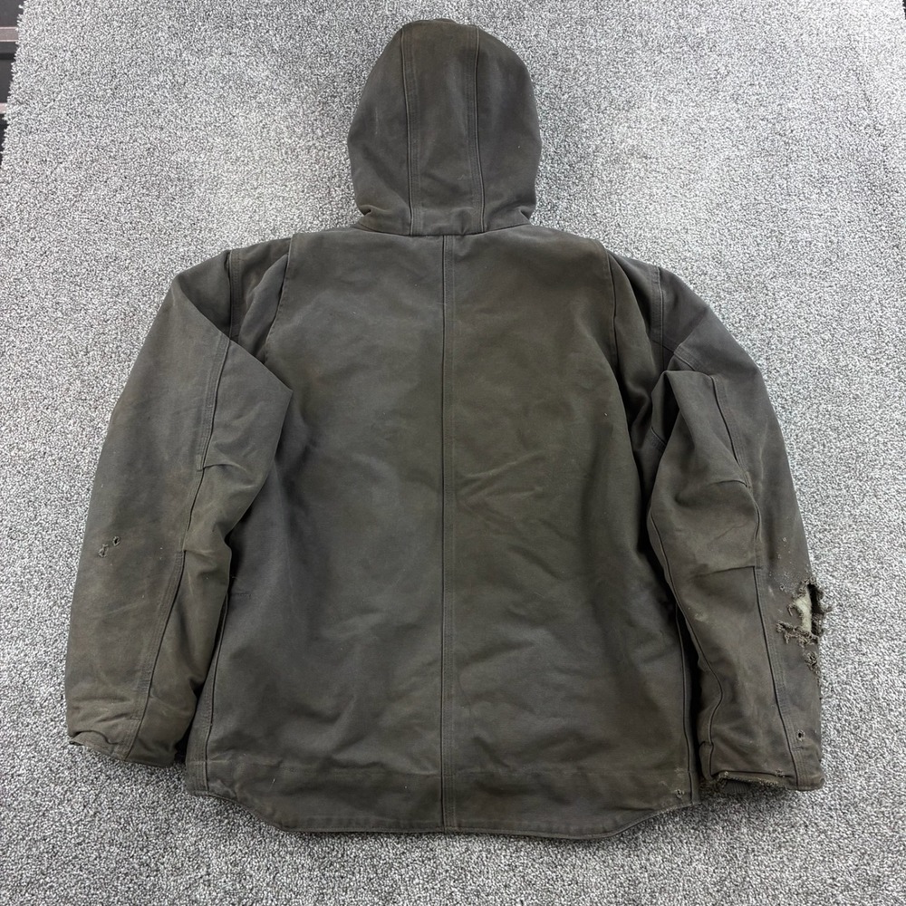 Carhartt Sierra Jacket Mens Large Gray Cotton Sandstone Detroit Hooded J141 029 - Picture 6 of 7
